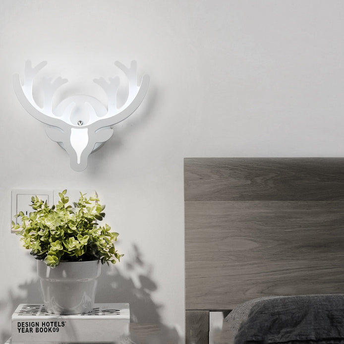 Vivolux | Reh Horn LED Wandlampe Tier Stil Acryl Wandlampe in Weiß für Erwachsene Kinder Schlafzimmer