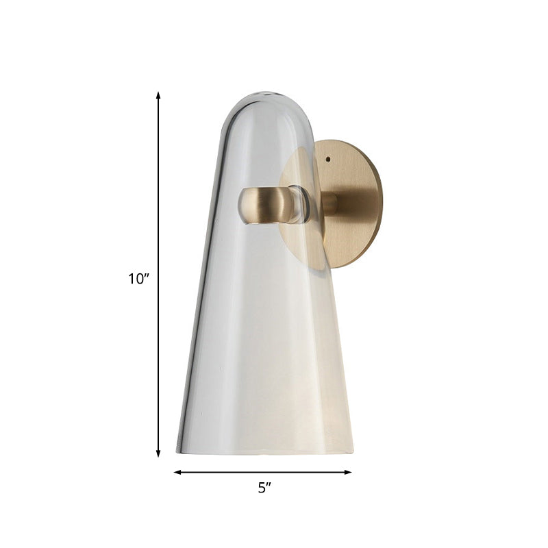 Vivolux | 1 Kopf Küchenkinder Wandmontage Beleuchtung Minimalistische Gold Wand Leuchte mit Kegel Klarglas Schirm