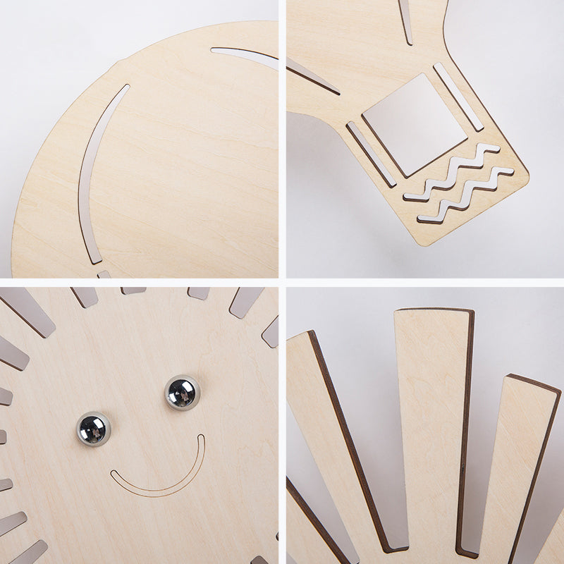 Vivolux | Schöne beige Wandlampe mit Cartoon-Muster, Holz-LED-Wandlampe für Wohnzimmer und Kinderzimmer
