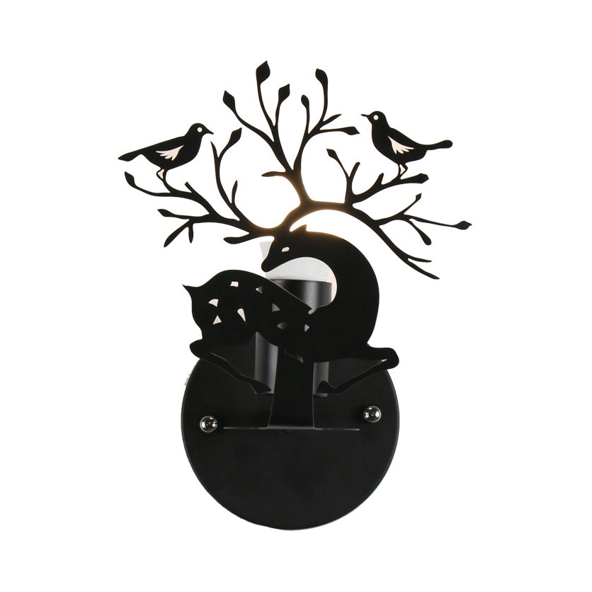Vivolux | Sika Deer Kindergarten Wandlampe mit Branche & Vogel Metall 1 Licht Tier Lampe