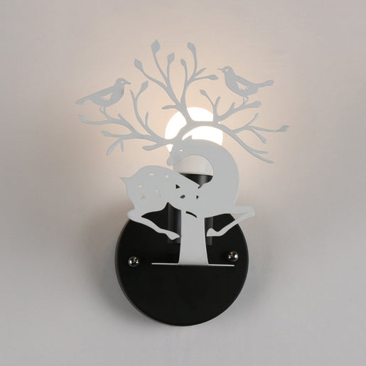 Vivolux | Sika Deer Kindergarten Wandlampe mit Branche & Vogel Metall 1 Licht Tier Lampe