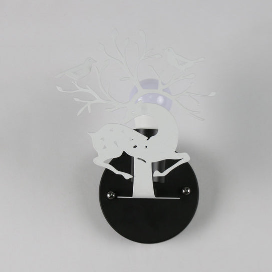 Vivolux | Sika Deer Kindergarten Wandlampe mit Branche & Vogel Metall 1 Licht Tier Lampe