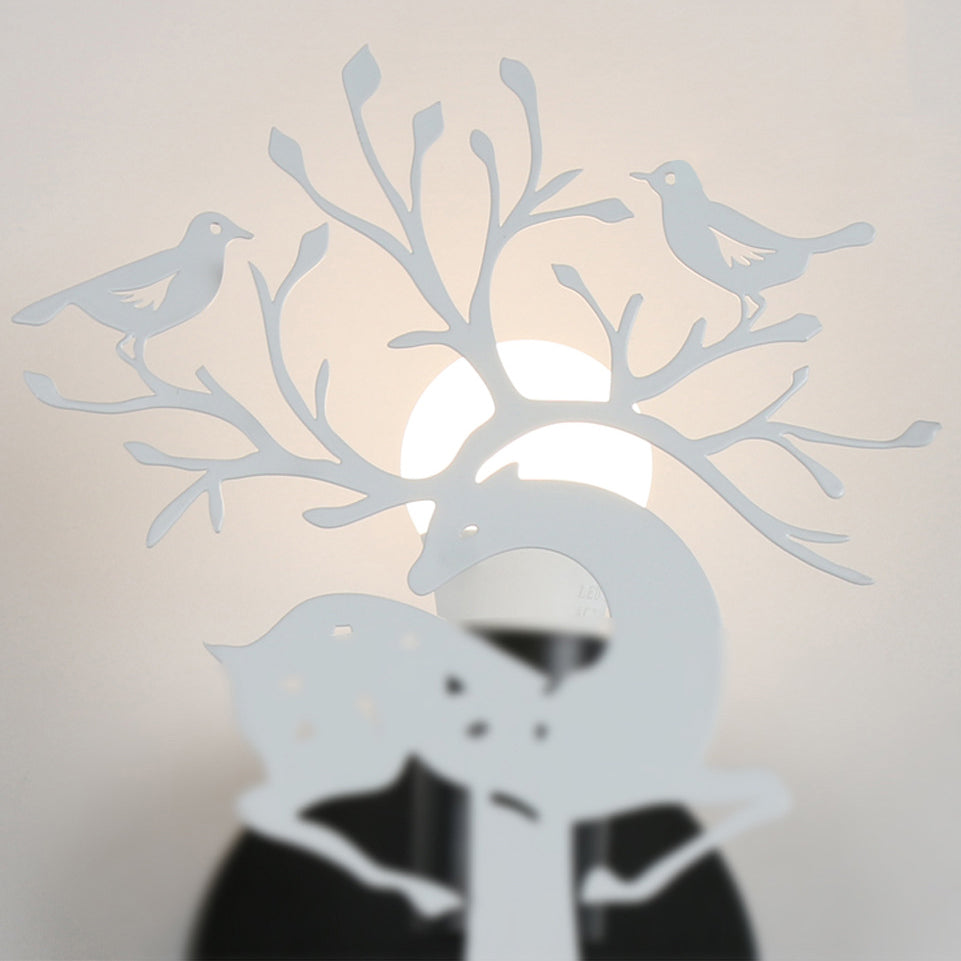 Vivolux | Sika Deer Kindergarten Wandlampe mit Branche & Vogel Metall 1 Licht Tier Lampe