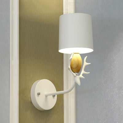 Vivolux | Schöne Hirschkopf Wandleuchte mit Zylinderschirm Metall Einzelne Leuchte Wandlicht für Kinderzimmer