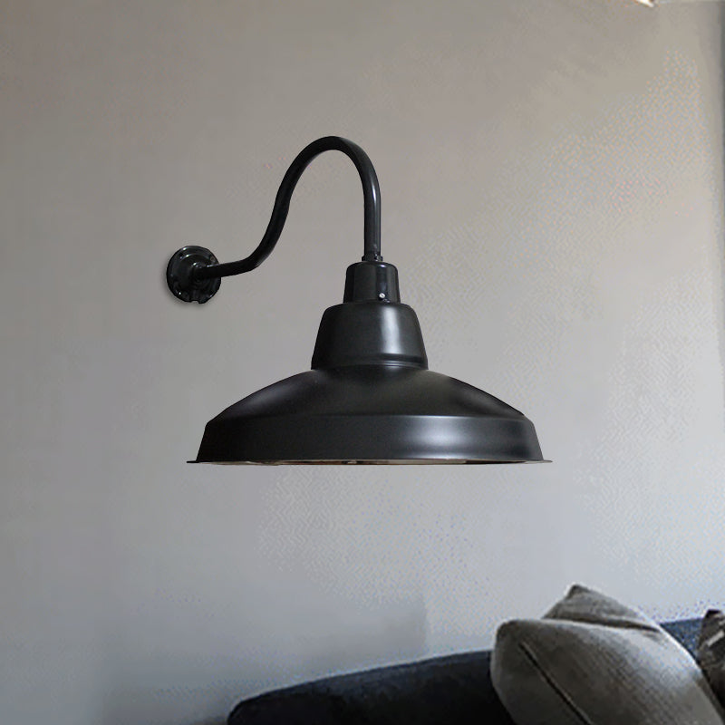 Vivolux | 1 Kopf Wandleuchte Vintage Schwarz Schmiedeeisen Wandlicht mit Gänsehälse Arm für Veranda