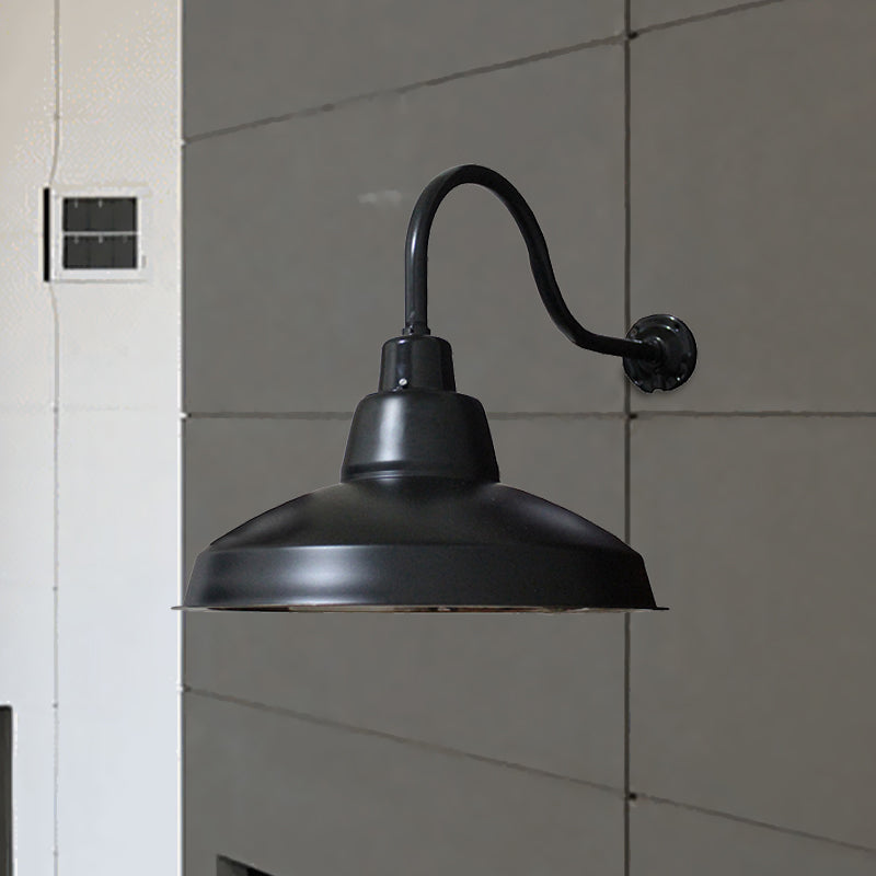 Vivolux | 1 Kopf Wandleuchte Vintage Schwarz Schmiedeeisen Wandlicht mit Gänsehälse Arm für Veranda