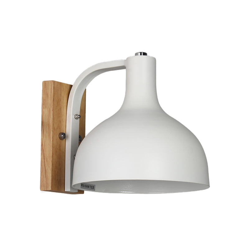 Vivolux | 1 Kopf Wandlampe Moderne Kuppel Shade Metall Wandlicht mit Holzrückplatte in Weiß/Rosa