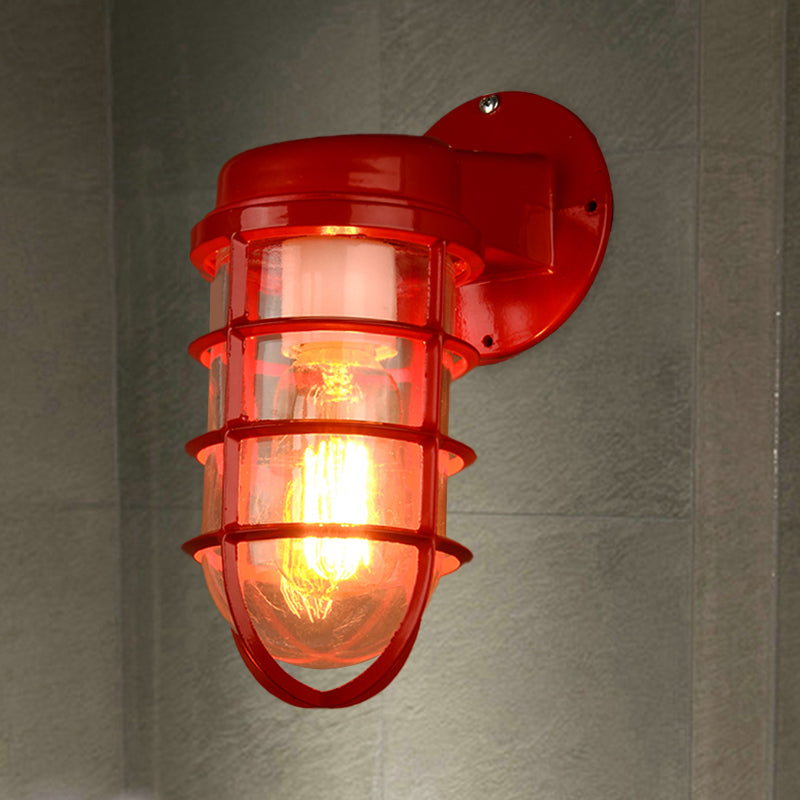 Vivolux | 1 Glühbirne Metalnetz Wandmontierte Lampe Küstrot/Blau Helles Glas Beleuchtung für Außen