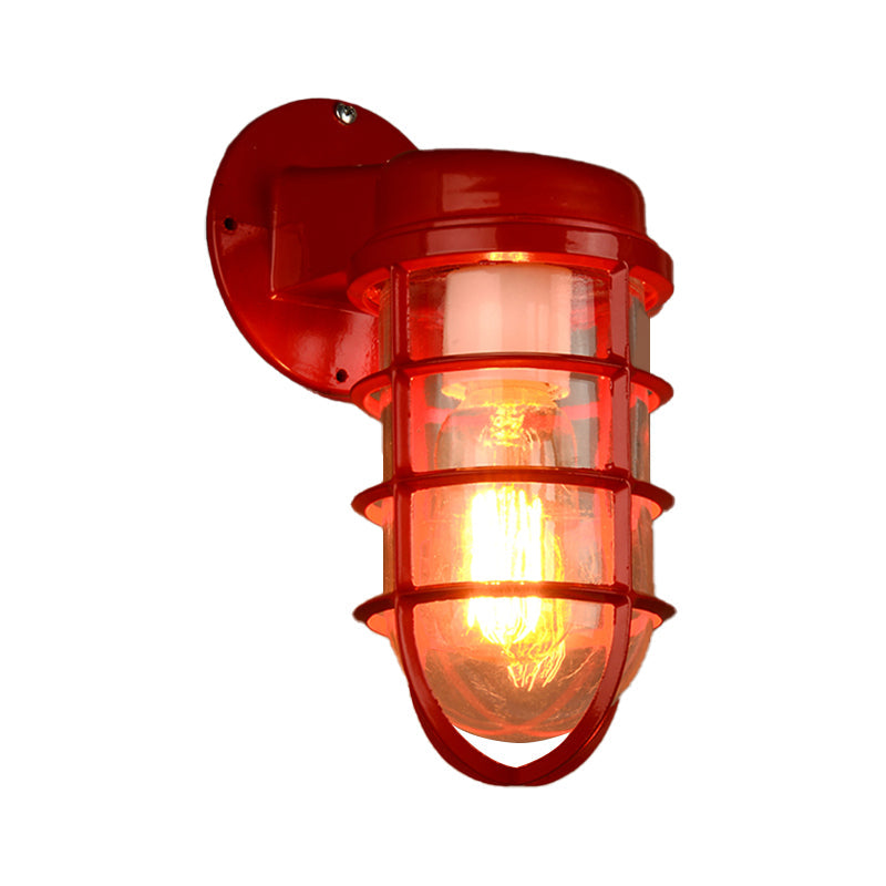 Vivolux | 1 Glühbirne Metalnetz Wandmontierte Lampe Küstrot/Blau Helles Glas Beleuchtung für Außen