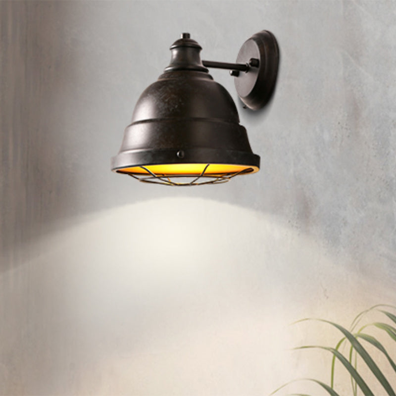 Vivolux | 1 Kop Wandscone Lamp Industrieel Vintage Koepel Shade IJzeren Wandverlichting met Draadbescherming in Zwart/Koper