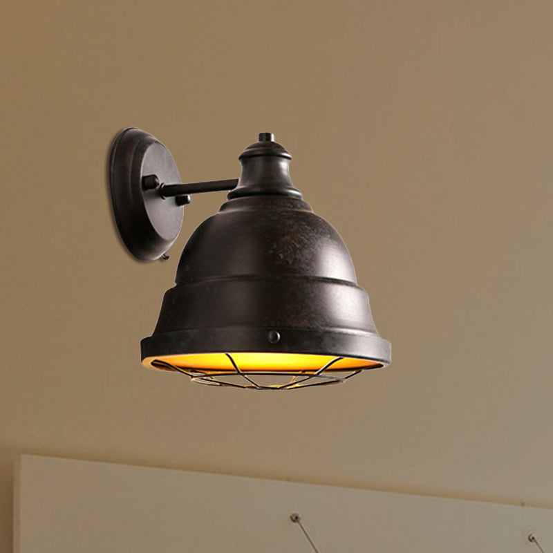 Vivolux | 1 Kop Wandscone Lamp Industrieel Vintage Koepel Shade IJzeren Wandverlichting met Draadbescherming in Zwart/Koper
