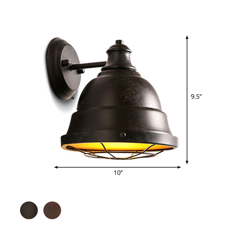 Vivolux | 1 Kop Wandscone Lamp Industrieel Vintage Koepel Shade IJzeren Wandverlichting met Draadbescherming in Zwart/Koper