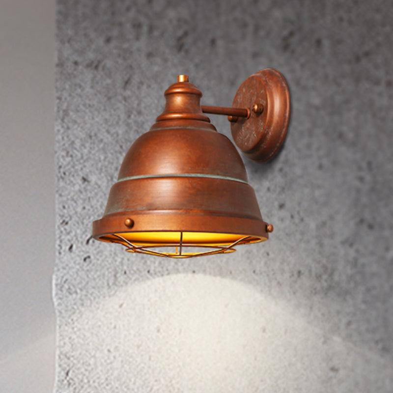 Vivolux | 1 Kop Wandscone Lamp Industrieel Vintage Koepel Shade IJzeren Wandverlichting met Draadbescherming in Zwart/Koper