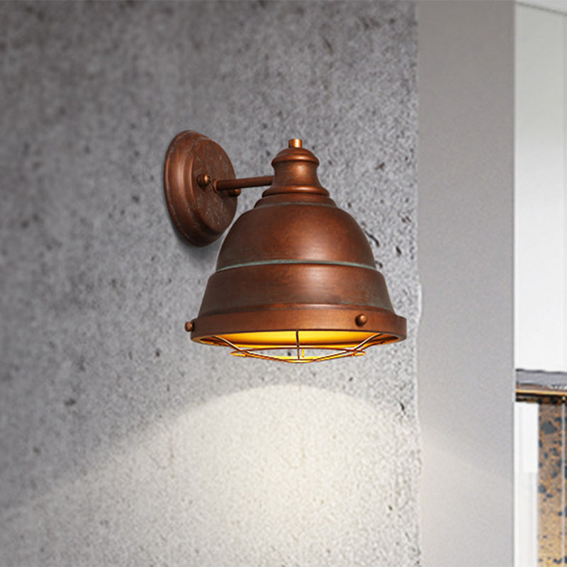 Vivolux | 1 Kop Wandscone Lamp Industrieel Vintage Koepel Shade IJzeren Wandverlichting met Draadbescherming in Zwart/Koper