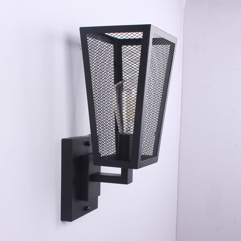 Vivolux | 1 Glühbirne Drahtgeflecht Wandlicht Wandleuchte Industriestil Schwarz Finish Metall Wandleuchte für Treppe