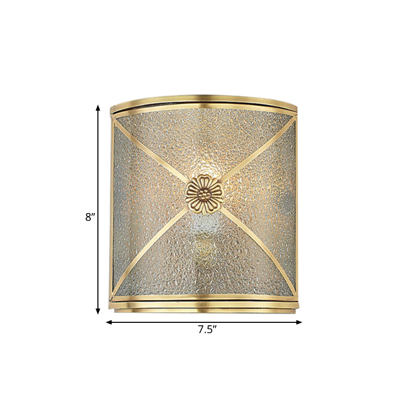 Vivolux | Wasser Glas Halbzylinder Wandlicht Traditionell 1 Kopf Eck Wandmontage Licht in Messing