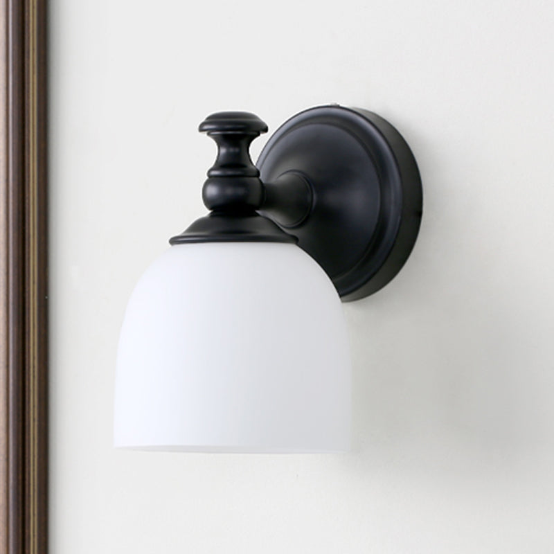 Vivolux | 1 Hoofden Witte Glazen Wandlamp Klassieke Stijl Zwarte Koepel Schaduw Woonkamer Wandverlichting