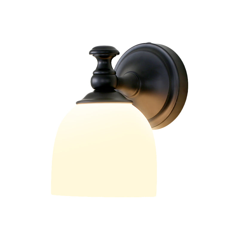 Vivolux | 1 Hoofden Witte Glazen Wandlamp Klassieke Stijl Zwarte Koepel Schaduw Woonkamer Wandverlichting