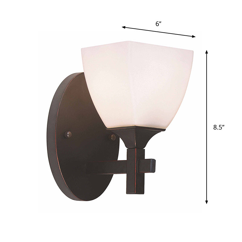 Vivolux | Trapezium Binnen Wandlamp Traditioneel Crème Glas 1 Licht Zwarte Wandlamp Verlichting