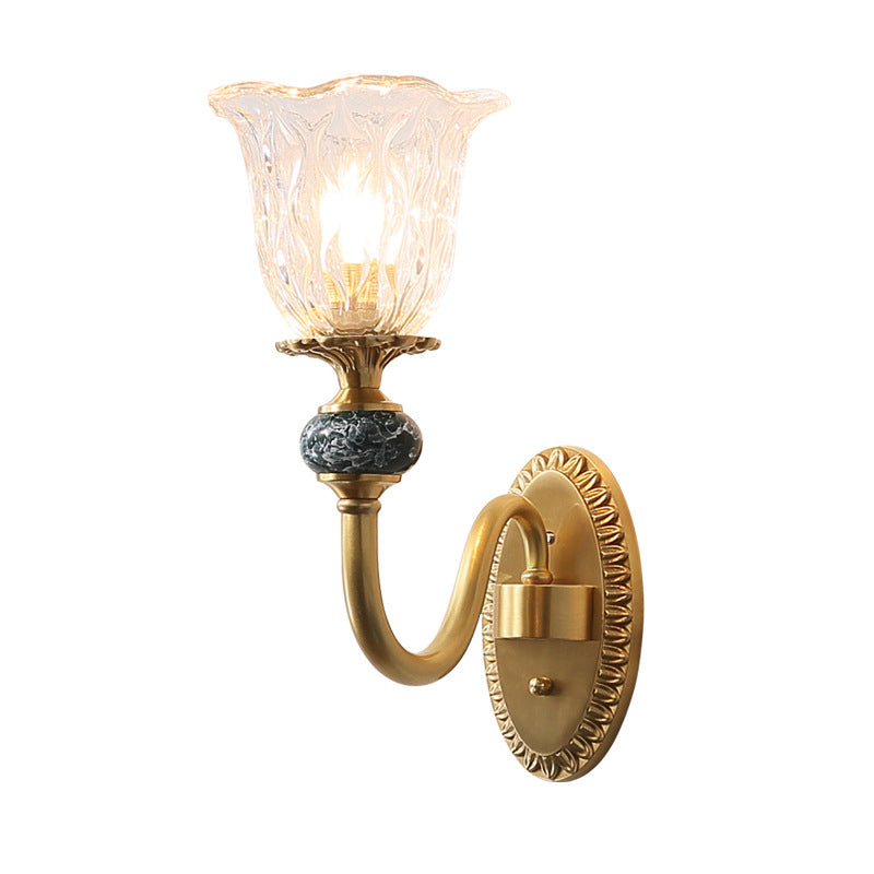 Vivolux | Post Modern Flower Wandlamp Verlichting 1/2-Kop Helder Glas Wandlamp Armatuur in Messing