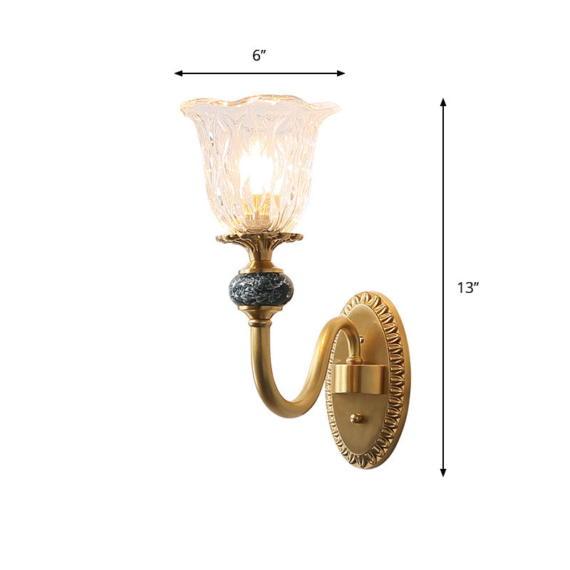 Vivolux | Post Modern Flower Wandlamp Verlichting 1/2-Kop Helder Glas Wandlamp Armatuur in Messing