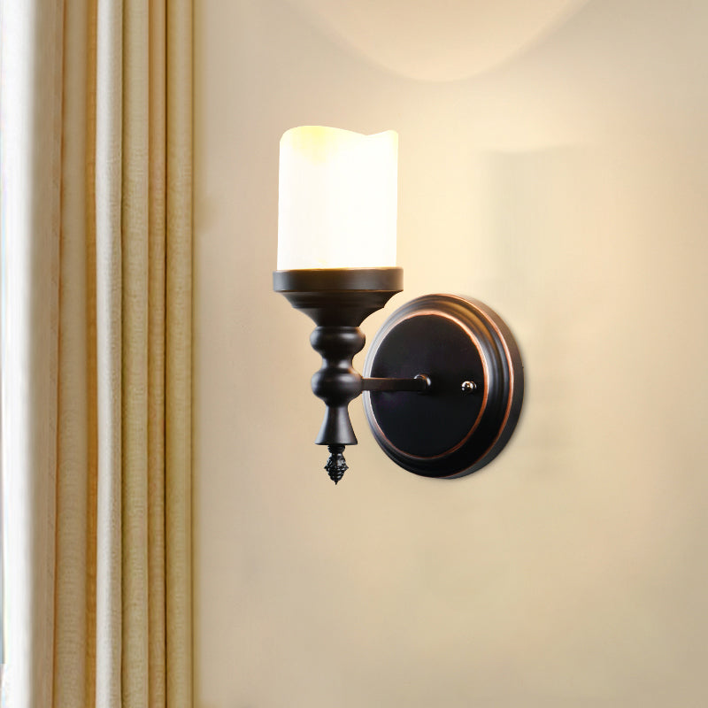 Vivolux | Opal Glas Wandlicht Sconces Antiqued 1 Licht Binnen Wandlamp Armatuur in Zwart