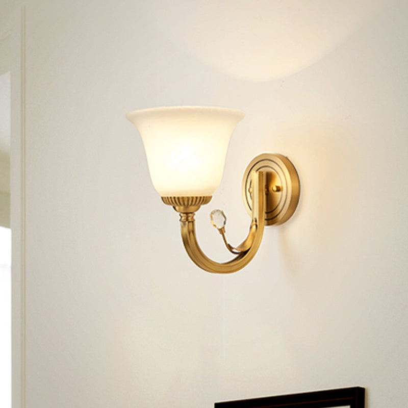 Vivolux | Messing-Finish 1/2-Licht Wandlampe Kolonial Frosted Glass Glocken Auf Wandlampen Leuchte für Flur