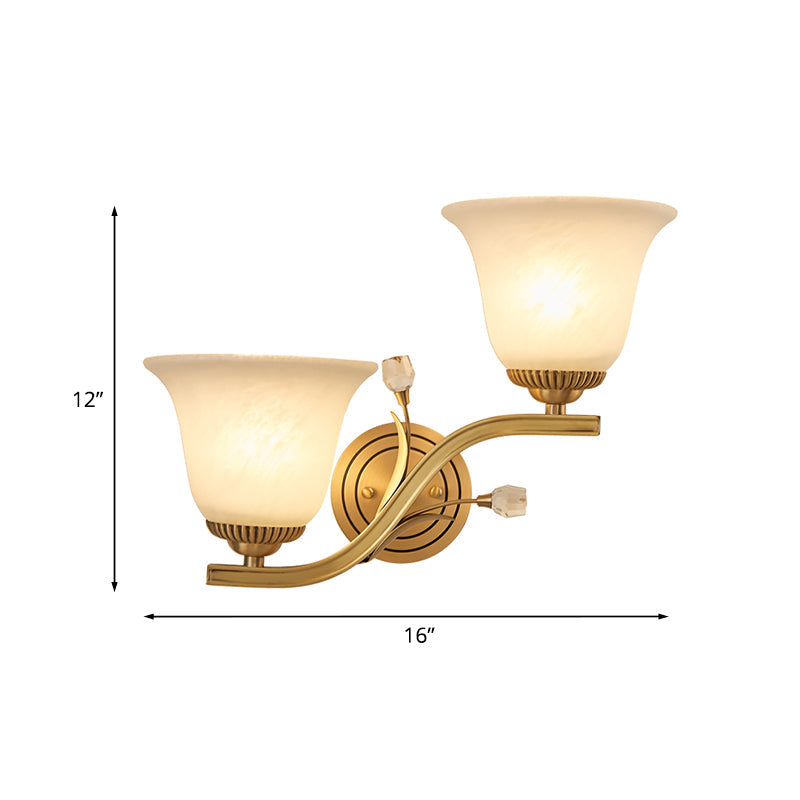 Vivolux | Messing-Finish 1/2-Licht Wandlampe Kolonial Frosted Glass Glocken Auf Wandlampen Leuchte für Flur
