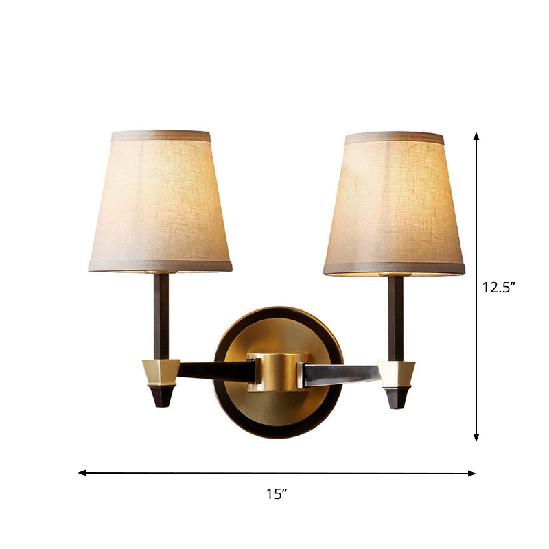 Vivolux | Stoffen Conische Wandlamp Wandlamp Landelijke Stijl 1/2-Kop Woonkamer Wandverlichting Ideeën in Zwart