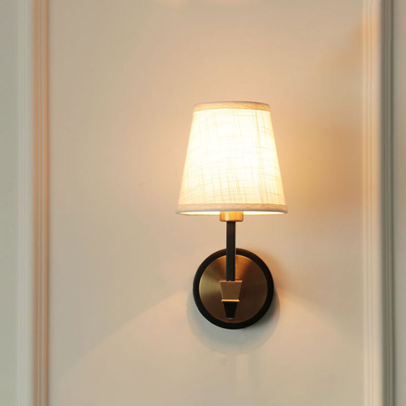 Vivolux | Stoffen Conische Wandlamp Wandlamp Landelijke Stijl 1/2-Kop Woonkamer Wandverlichting Ideeën in Zwart