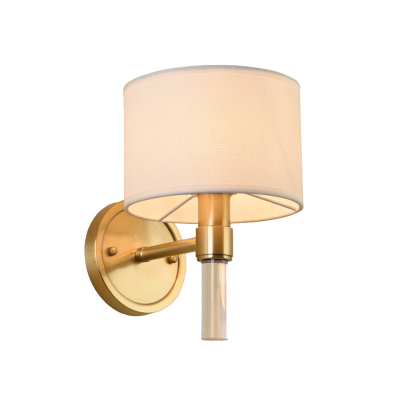 Vivolux | 1 Kopf Wandmontierte Lampe Rustikaler Trommel Schirm Stoff Wandleuchte in Messing für Wohnzimmer
