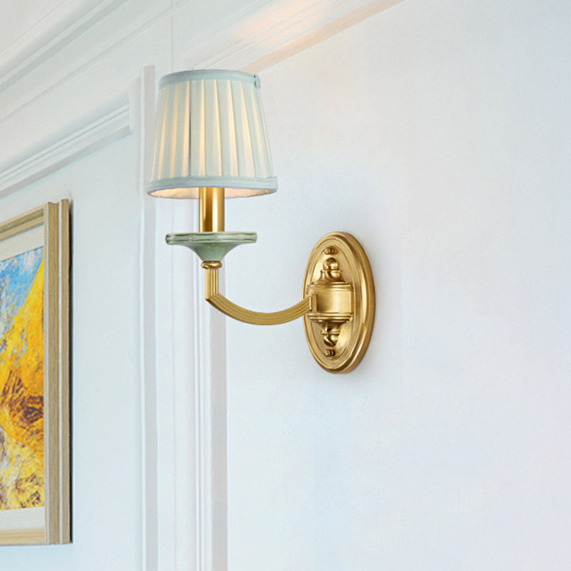 Vivolux | Rustieke Geplooide Drum Wandmontage Licht Platteland 1/2-Kop Woonkamer Wandlamp in Messing