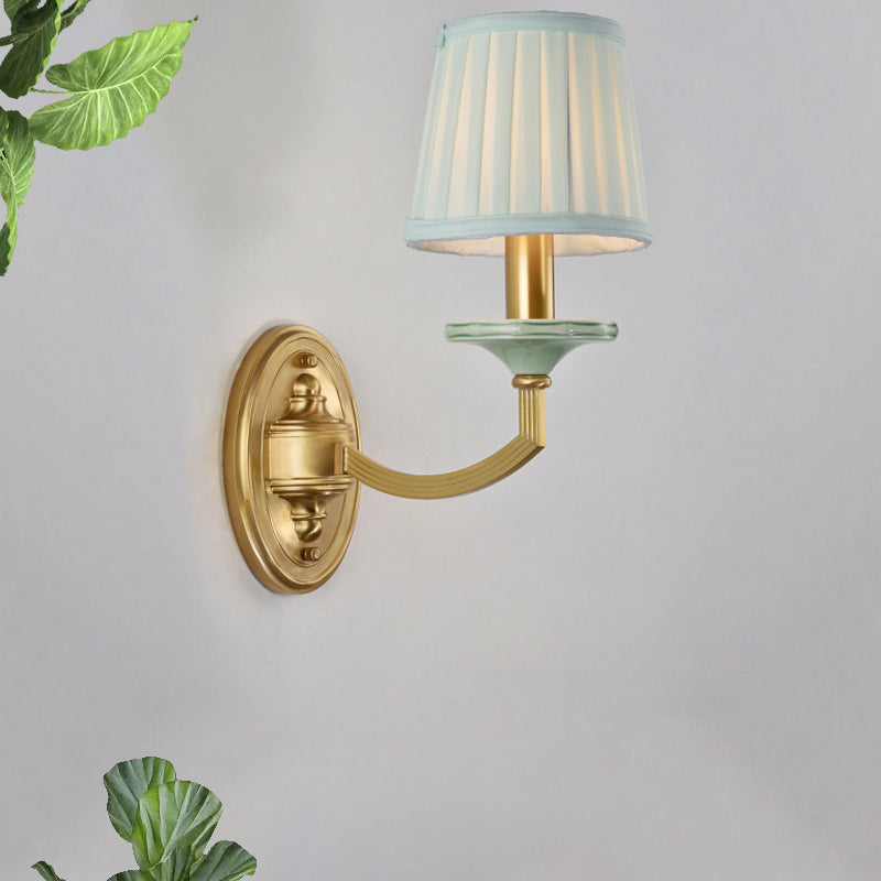 Vivolux | Rustieke Geplooide Drum Wandmontage Licht Platteland 1/2-Kop Woonkamer Wandlamp in Messing
