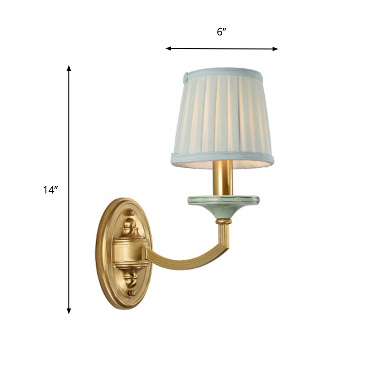 Vivolux | Rustieke Geplooide Drum Wandmontage Licht Platteland 1/2-Kop Woonkamer Wandlamp in Messing
