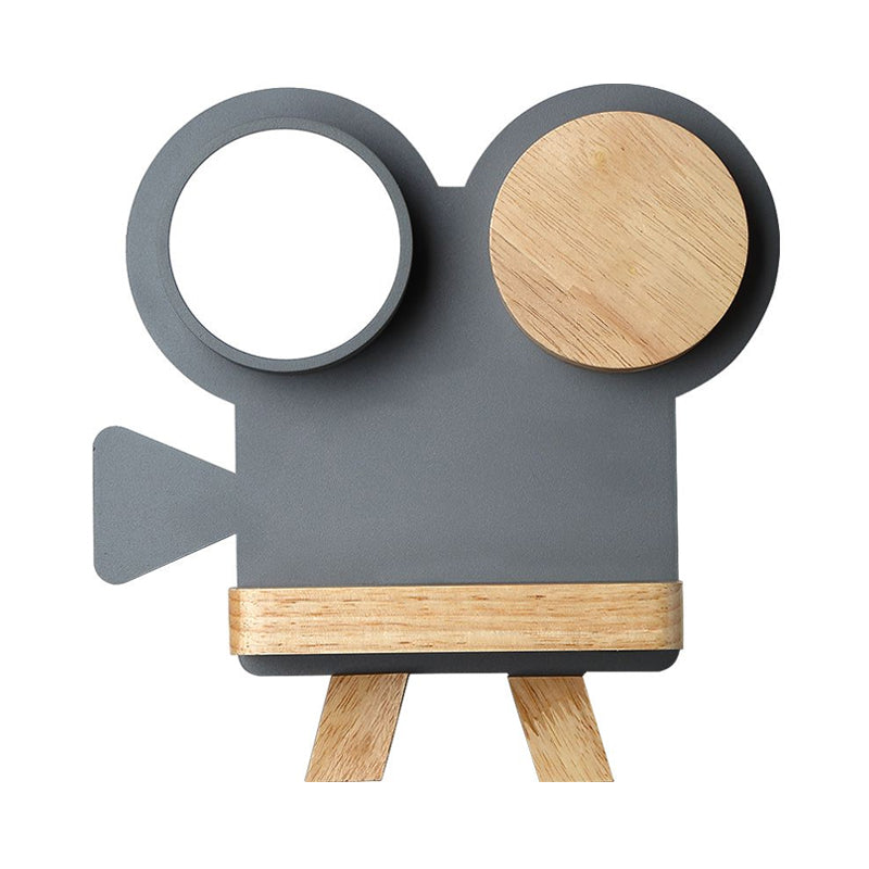Vivolux | Schießkamera Wandlampe Nordic Eisen Grau/Weiß-Holz LED Flush Wand Sconce mit Regal-Funktion