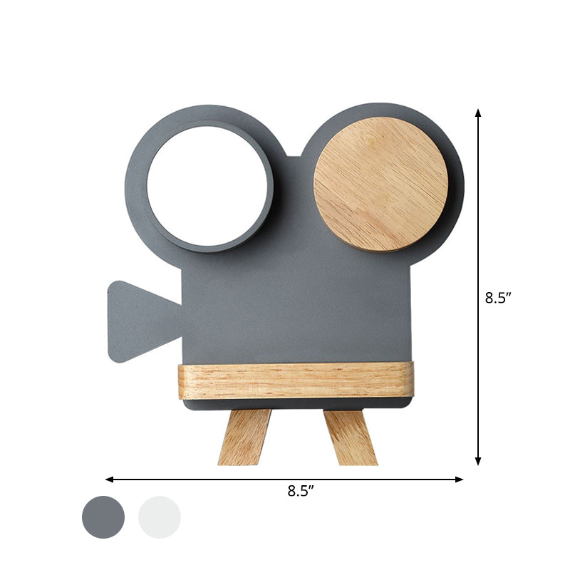 Vivolux | Schießkamera Wandlampe Nordic Eisen Grau/Weiß-Holz LED Flush Wand Sconce mit Regal-Funktion