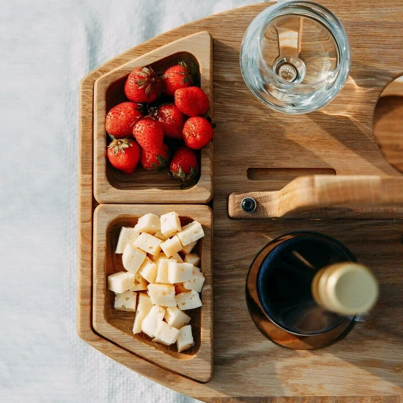 Vivolux | Tragbarer Holz Picknick Wein Tisch