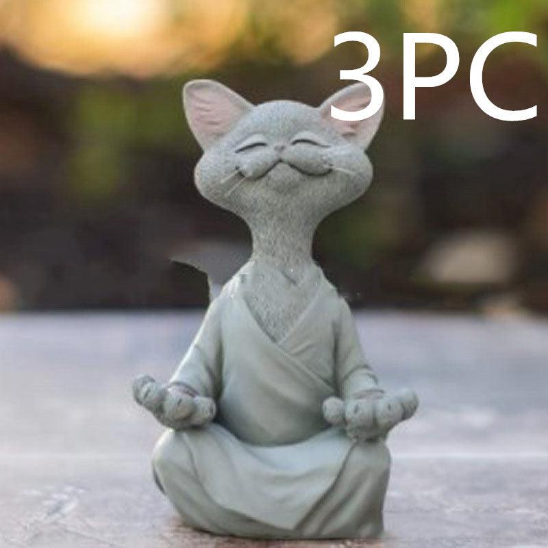 Vivolux | Verspielt Schwarze Buddha Katze Figur Meditation Yoga Sammlerstück Glückliche Katzen Dekor Zuhause Garten Dekoration Gartenornament