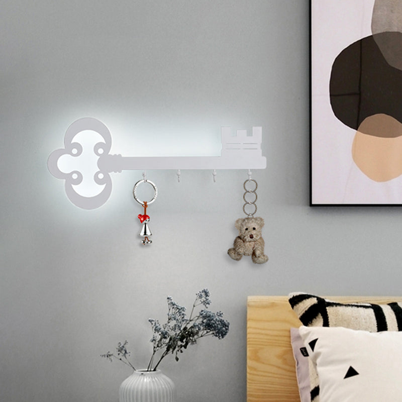 Vivolux | Schlüssel Schlafzimmer Wandleuchte Lampe Metall Led Cartoon Wandmontierte Beleuchtung in Schwarz/Weiß/Rosa mit Haken