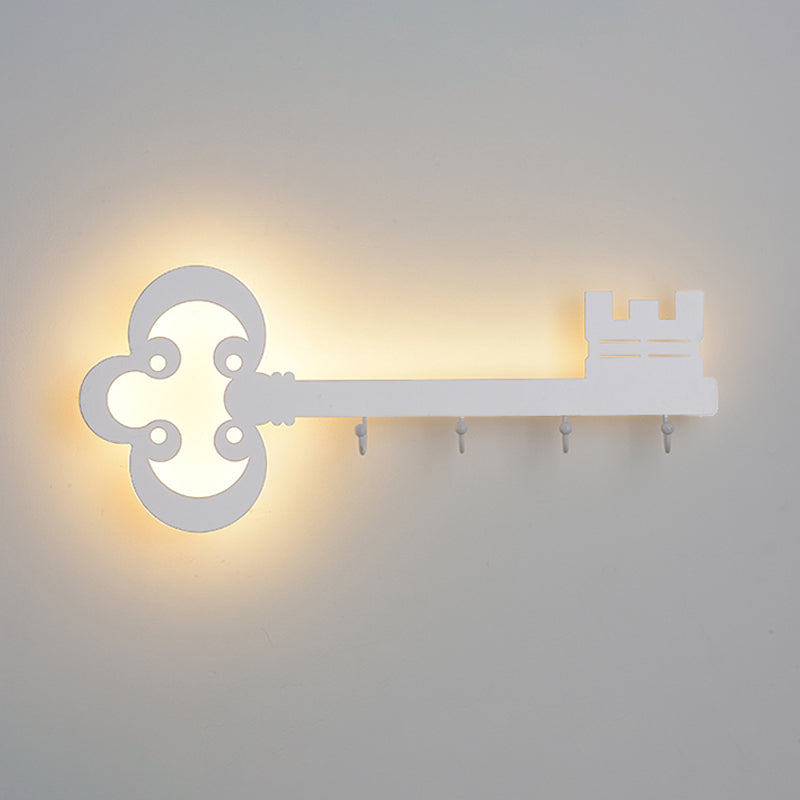 Vivolux | Schlüssel Schlafzimmer Wandleuchte Lampe Metall Led Cartoon Wandmontierte Beleuchtung in Schwarz/Weiß/Rosa mit Haken