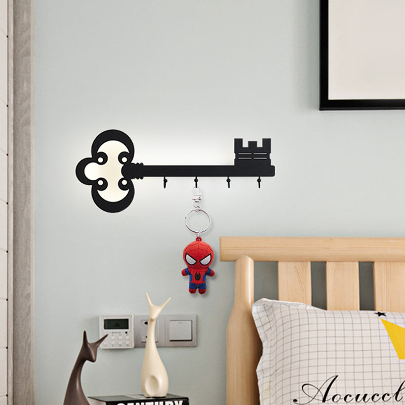 Vivolux | Schlüssel Schlafzimmer Wandleuchte Lampe Metall Led Cartoon Wandmontierte Beleuchtung in Schwarz/Weiß/Rosa mit Haken
