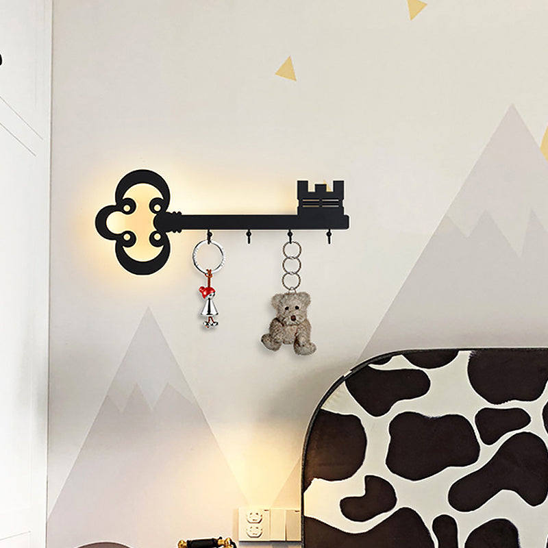 Vivolux | Schlüssel Schlafzimmer Wandleuchte Lampe Metall Led Cartoon Wandmontierte Beleuchtung in Schwarz/Weiß/Rosa mit Haken