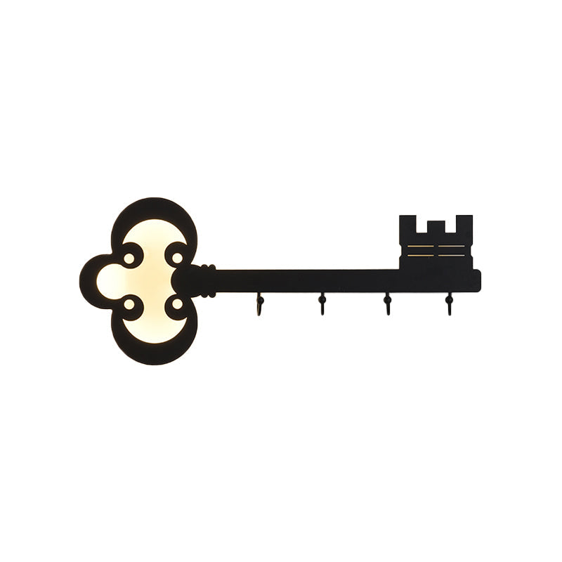 Vivolux | Schlüssel Schlafzimmer Wandleuchte Lampe Metall Led Cartoon Wandmontierte Beleuchtung in Schwarz/Weiß/Rosa mit Haken