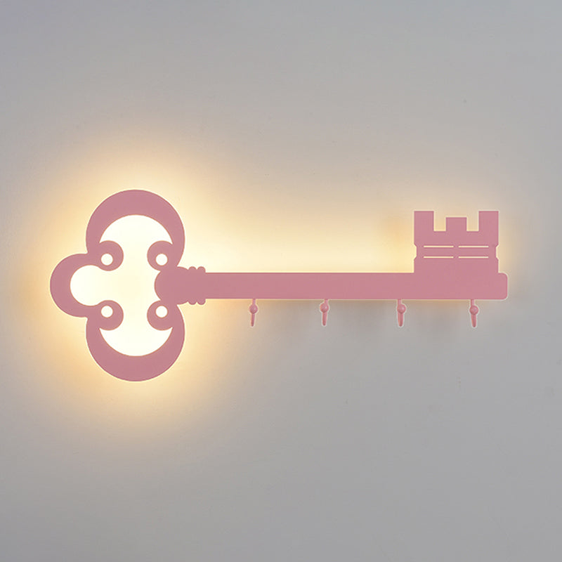 Vivolux | Schlüssel Schlafzimmer Wandleuchte Lampe Metall Led Cartoon Wandmontierte Beleuchtung in Schwarz/Weiß/Rosa mit Haken