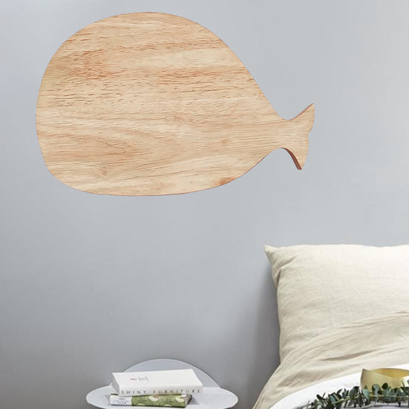 Vivolux | Schwarz/Weiß/Beige Wal Wandbeleuchtung Cartoon Holz LED Wandlampe mit/ohne Uhr in Warm/Weiß Licht