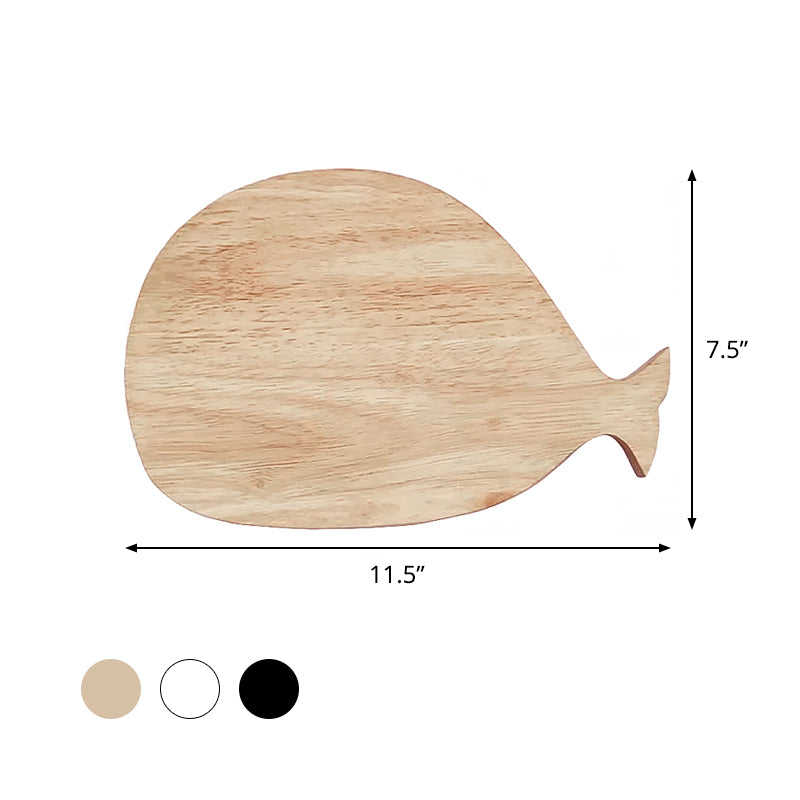 Vivolux | Schwarz/Weiß/Beige Wal Wandbeleuchtung Cartoon Holz LED Wandlampe mit/ohne Uhr in Warm/Weiß Licht