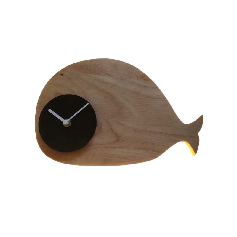 Vivolux | Schwarz/Weiß/Beige Wal Wandbeleuchtung Cartoon Holz LED Wandlampe mit/ohne Uhr in Warm/Weiß Licht