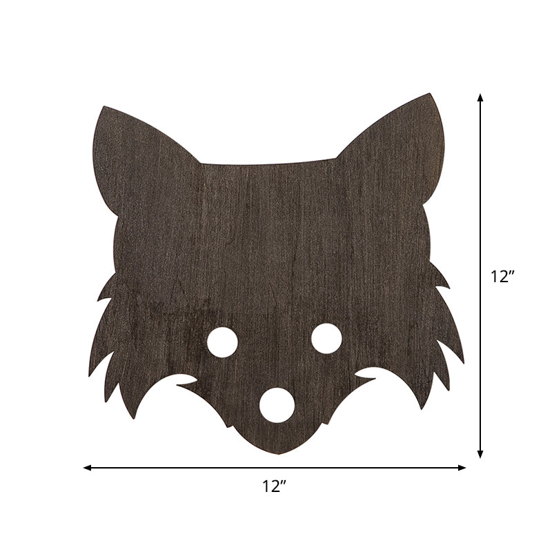 Vivolux | Wood Fox Wandlamp Kids Zwart LED Ingebouwde Wandlamp in Warm/Wit Licht voor Slaapkamer