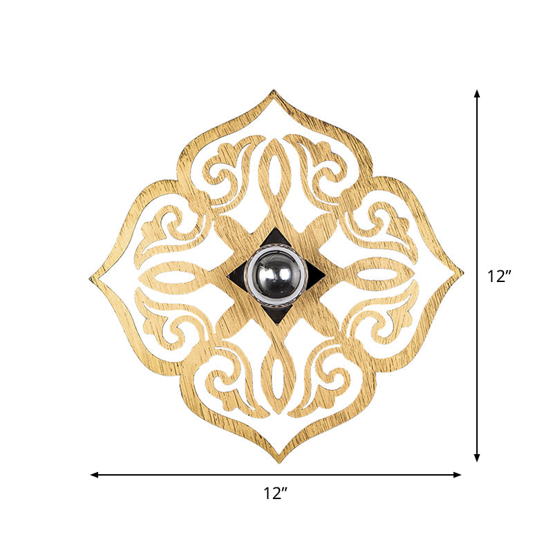 Vivolux | Papier Schnitt Blume Holz Wand Licht Nordic 1 Kopf Beige Wandleuchte für Flur