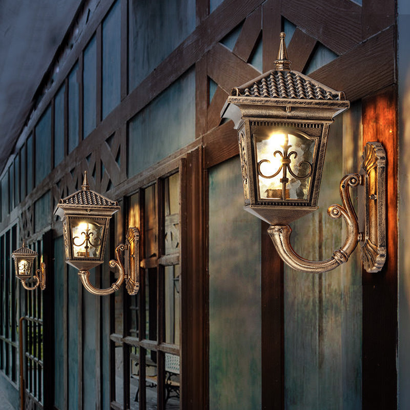 Vivolux | Schwarz/Bronze 1 Licht Wandmontage Licht Landhaus Klar Glass Laterne Form Wandbeleuchtung